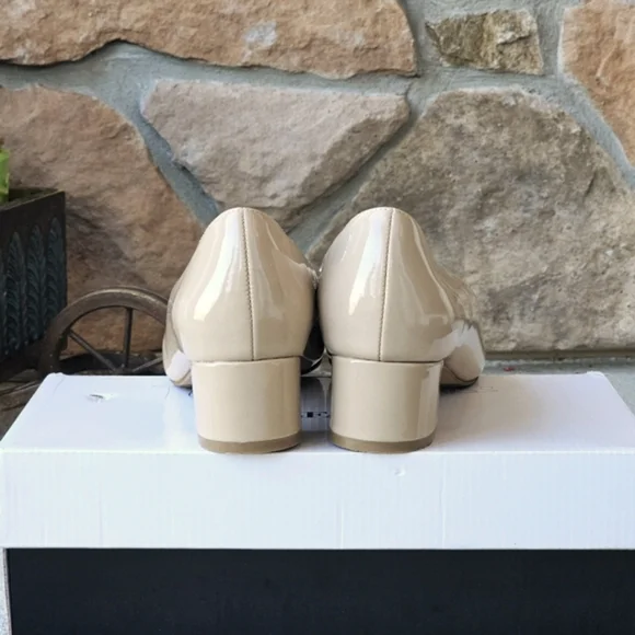 Alfani Women's Daleah Khaki Pointed Toe Classic Patent Pumps Size 8.5 Block Heel - Picture 4 of 15